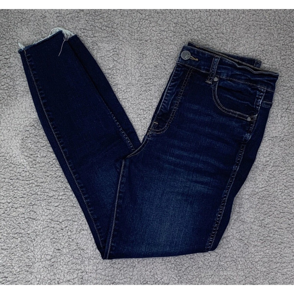KUT From The Kloth Jeans 10 Dark Wash Skinny High Rise Raw Hem Stretch KP1224MA9